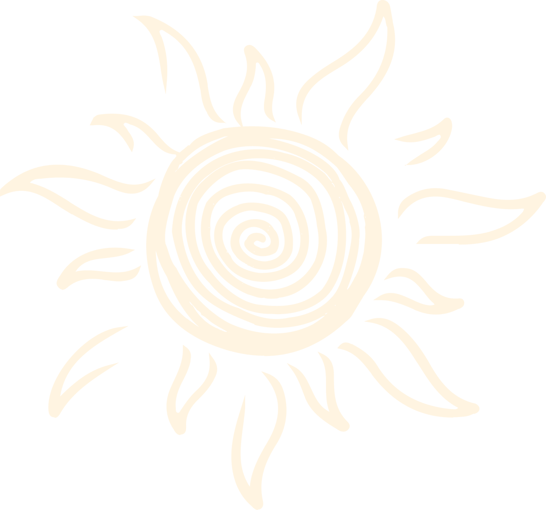 Abstract Sun Illustration with Spiral Core on Transparent Background