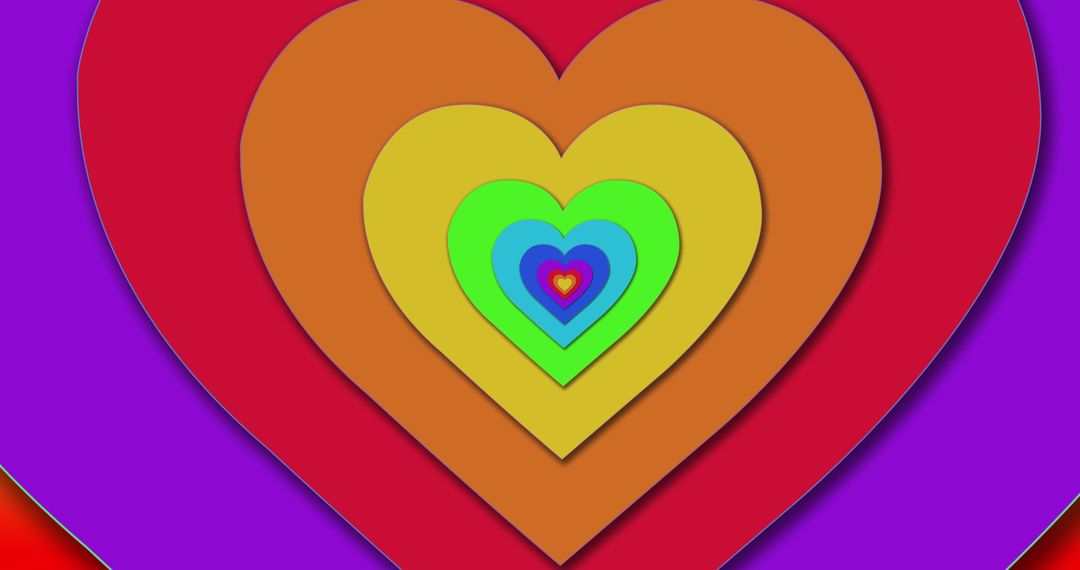 Digital Tunnel of Multicolored Hearts in Abstract Design