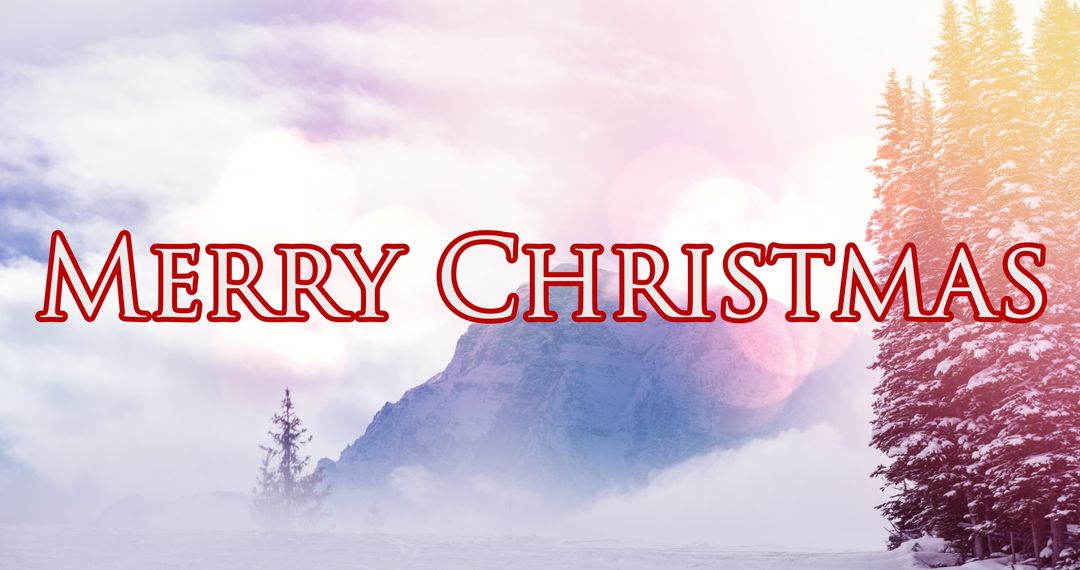 Merry Christmas Text on Tranquil Winter Landscape
