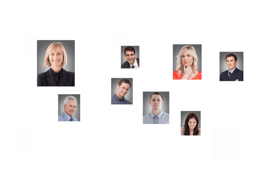 Digital Network of Diverse Connections on Transparent Background