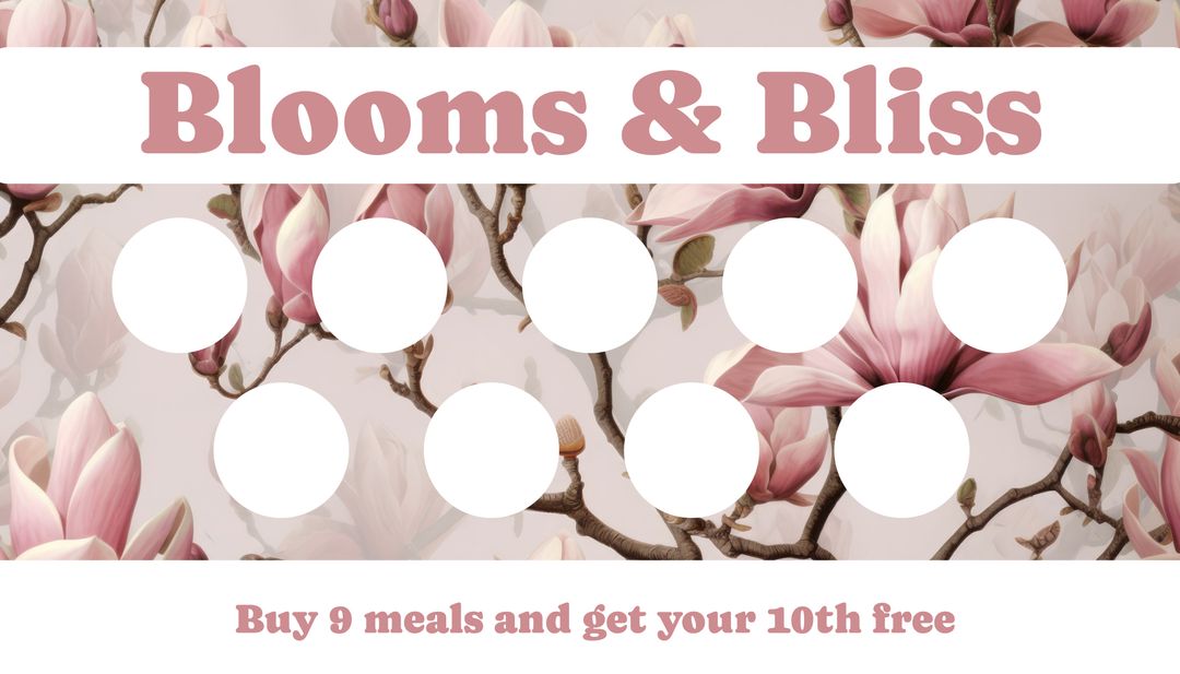 Blooms and Bliss Loyalty Card with Magnolia Floral Theme - Download Free Stock Templates Pikwizard.com