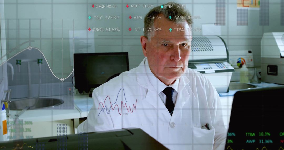 Senior Scientist Analyzing Real-Time Data in Modern Laboratory