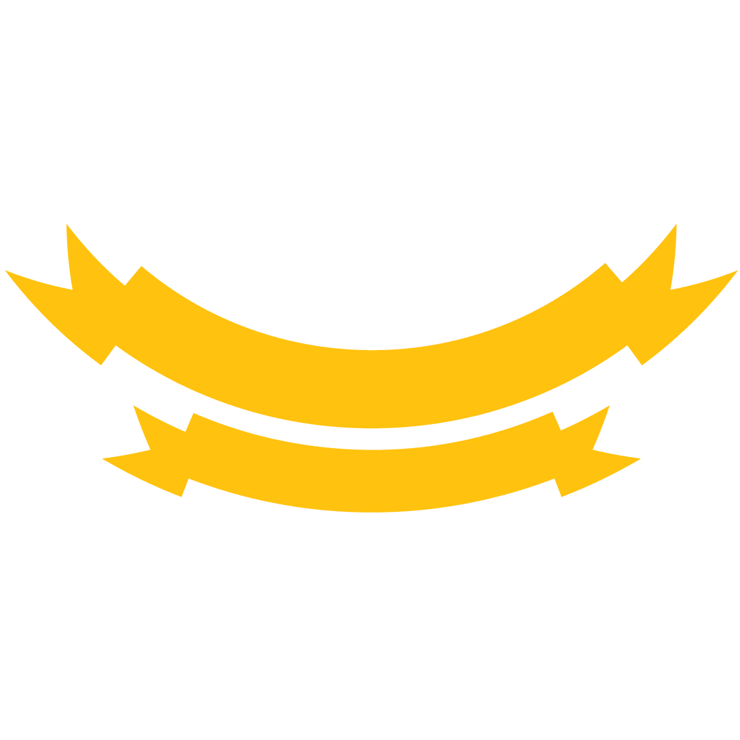 Bright Yellow Double Ribbon Illustration on Transparent Background