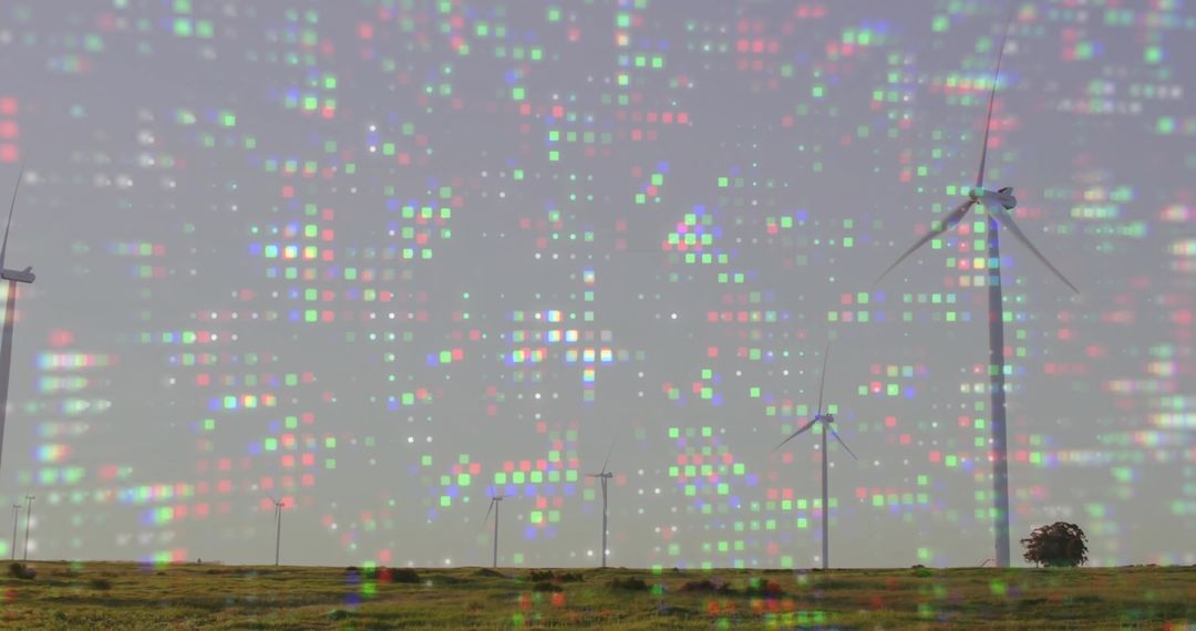 Futuristic Digital Integration of Wind Turbines on a Prairie