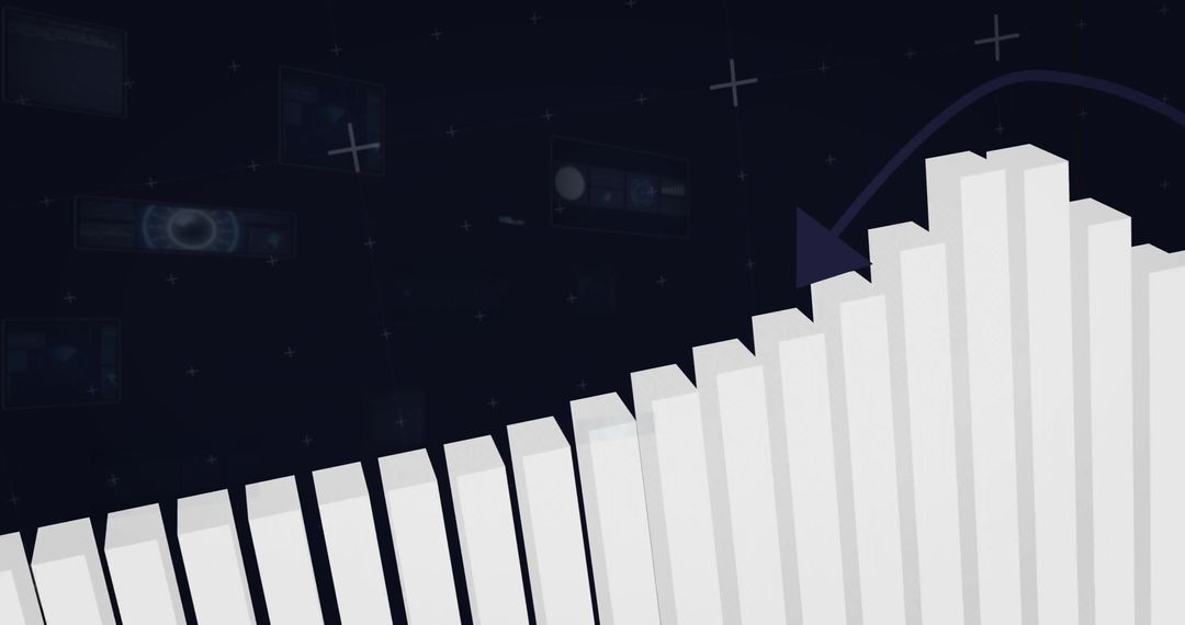 Rising 3D Bar Chart with Digital Technology Elements