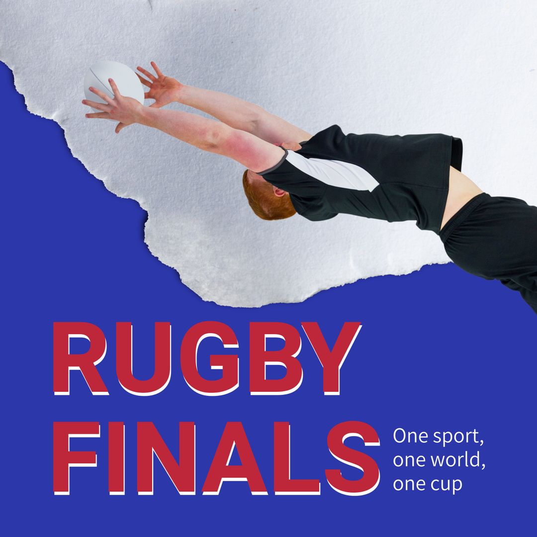 Rugby Finals Poster with Player Jumping to Catch Ball - Download Free Stock Templates Pikwizard.com