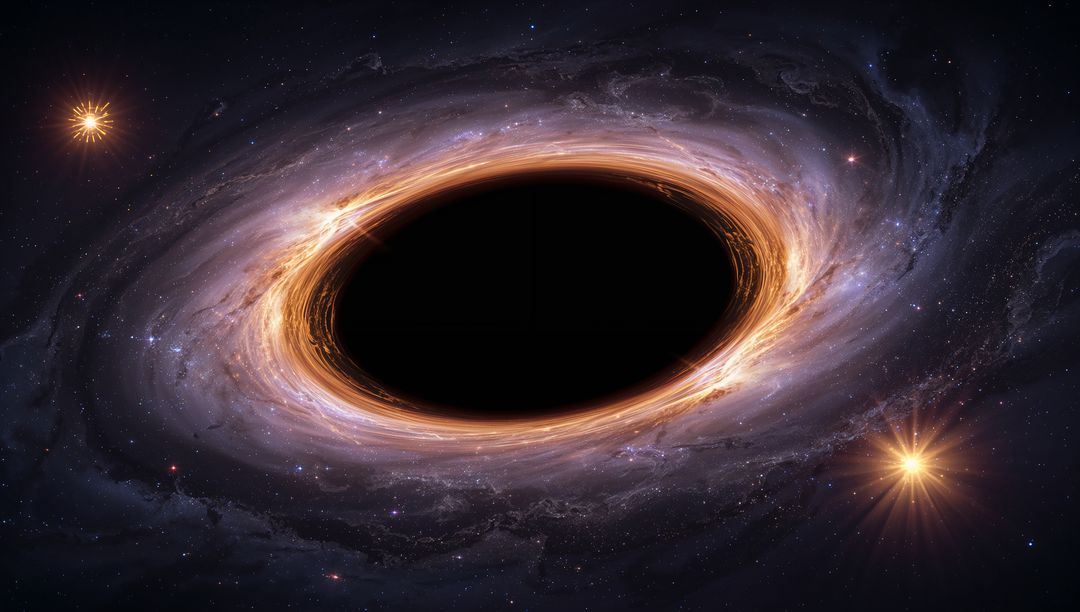Spinning Black Hole with Glowing Accretion Disk in Space