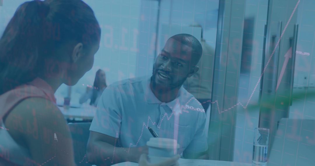 Business Colleagues Collaborating with Business Graph Overlay