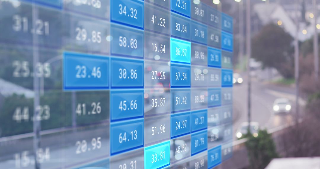 Digital Financial Data Overlaid on Urban Street