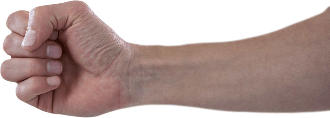Transparent Close-Up of Clenched Human Fist Isolated
