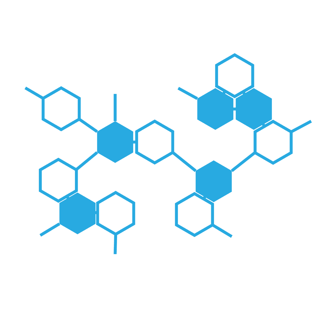 Blue Transparent Molecular Structure Diagram