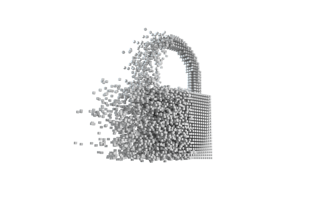 Transparent Pixelated Unlocking Padlock Concept