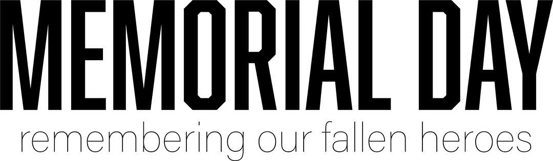 Memorial Day Celebration Text on Transparent Background