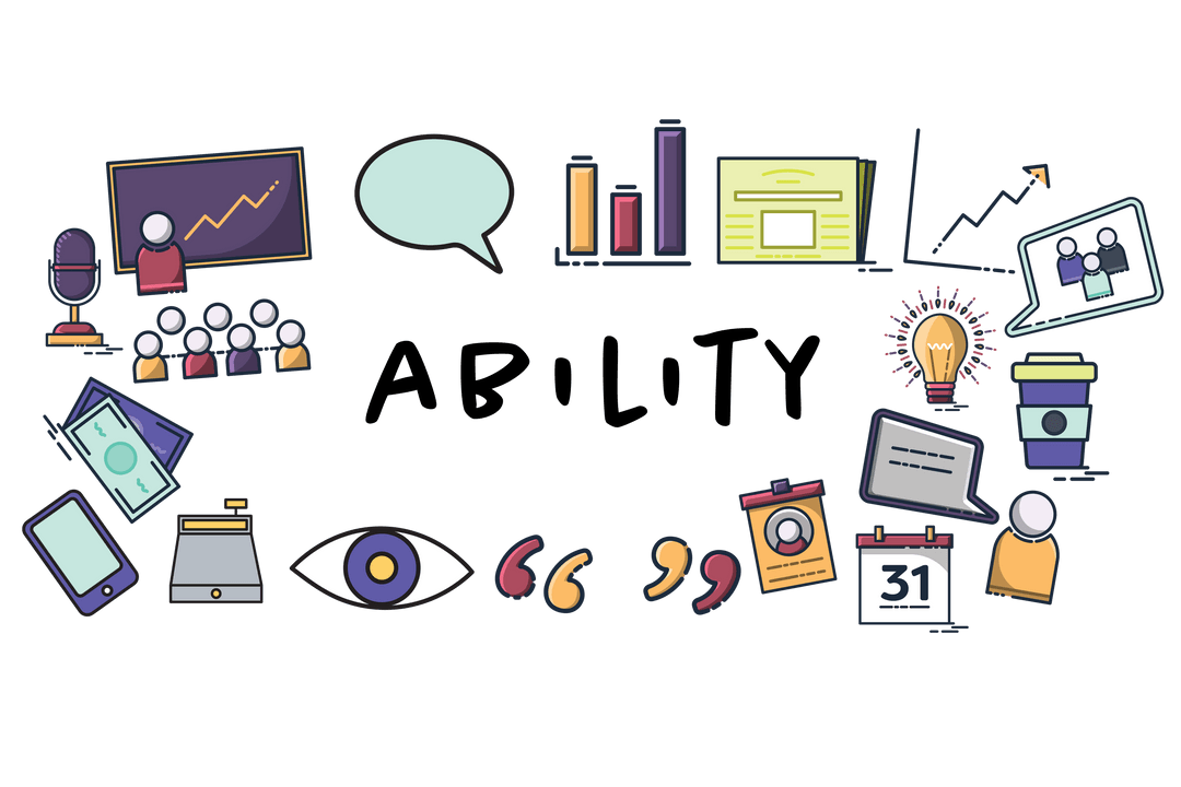 Transparent Business Icons with Analyze Concept