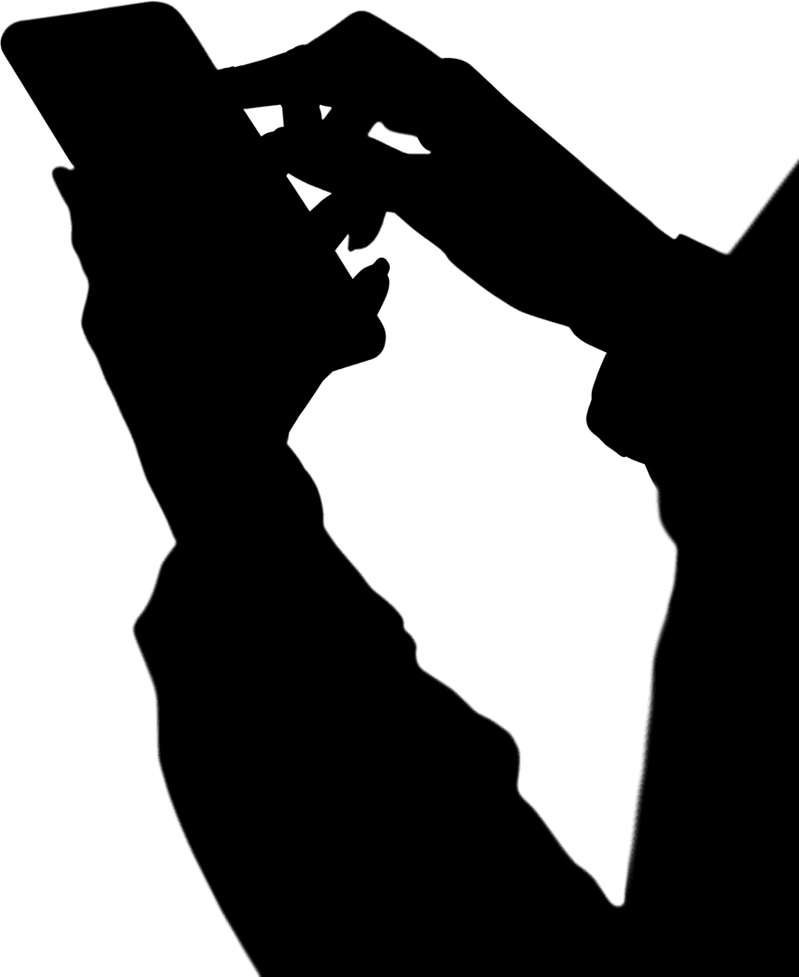 Transparent Silhouette of Woman Using Smartphone for Business