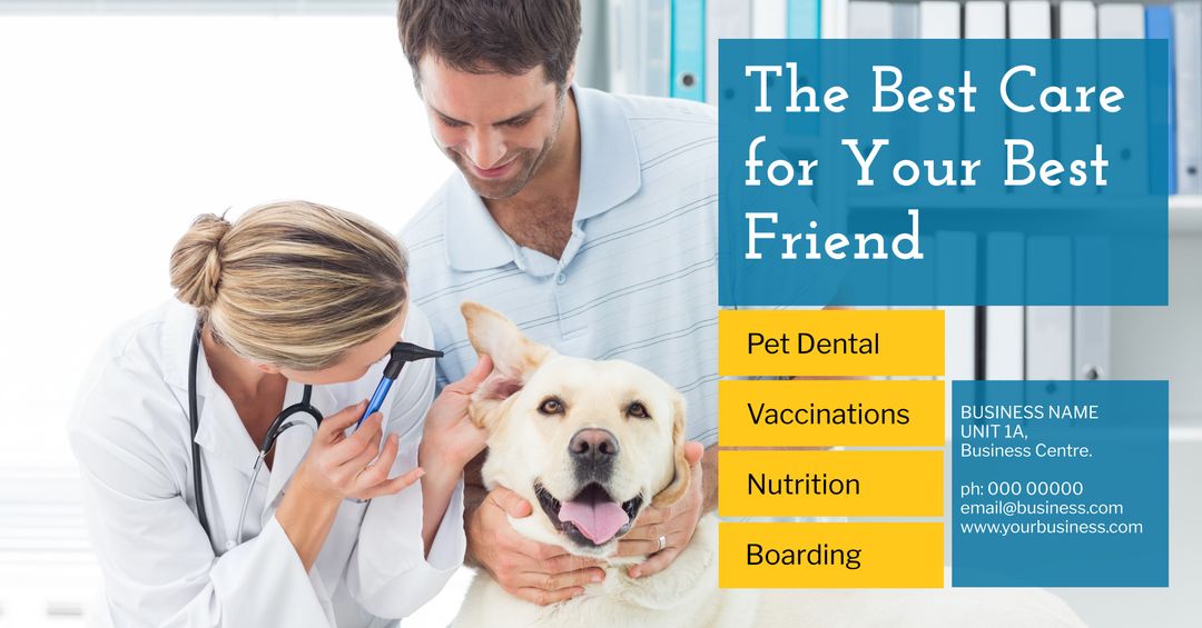 Vet Examines Dog While Owner Smiling in Veterinary Clinic - Download Free Stock Templates Pikwizard.com