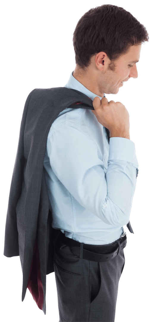 Businessman Taking Off Jacket on Transparent Background