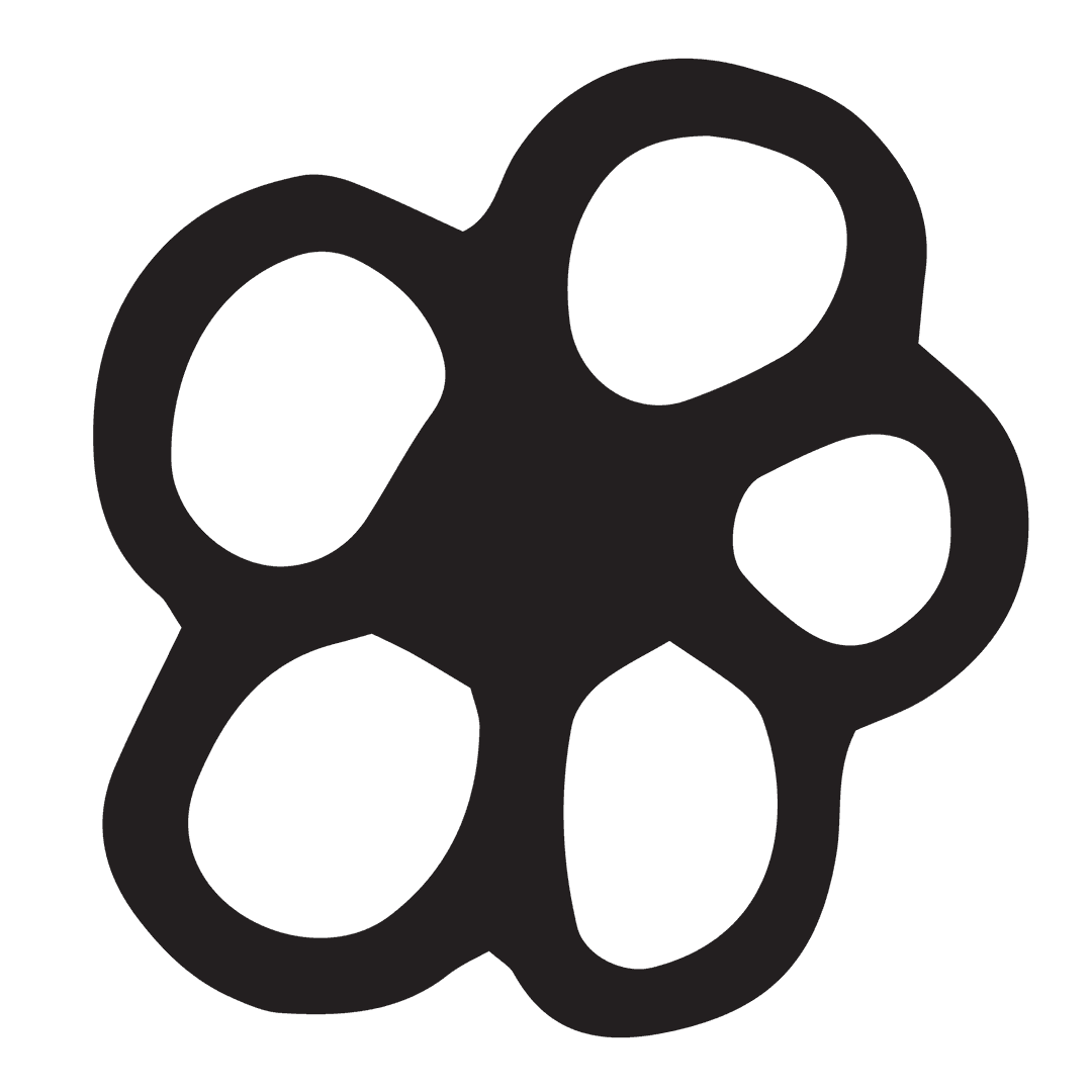 Abstract Black Shape with Organic Spots on Transparent Background