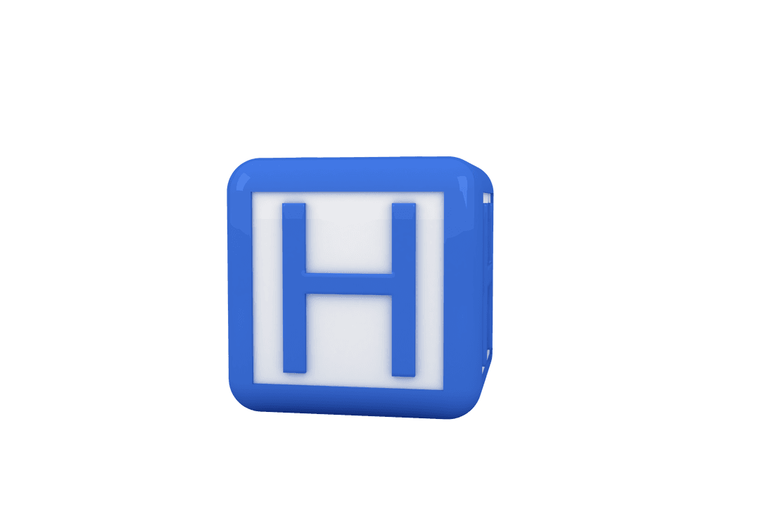 Transparent Blue Letter H Block Cubic Illustration Isolated
