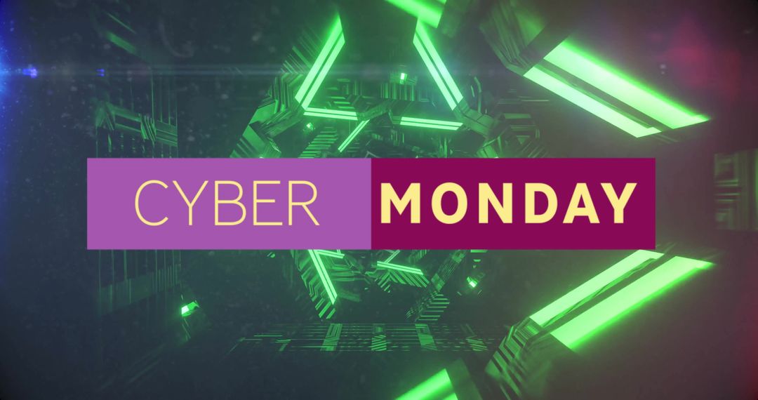 Cyber Monday Neon Virtual Shopping and Sales Concept