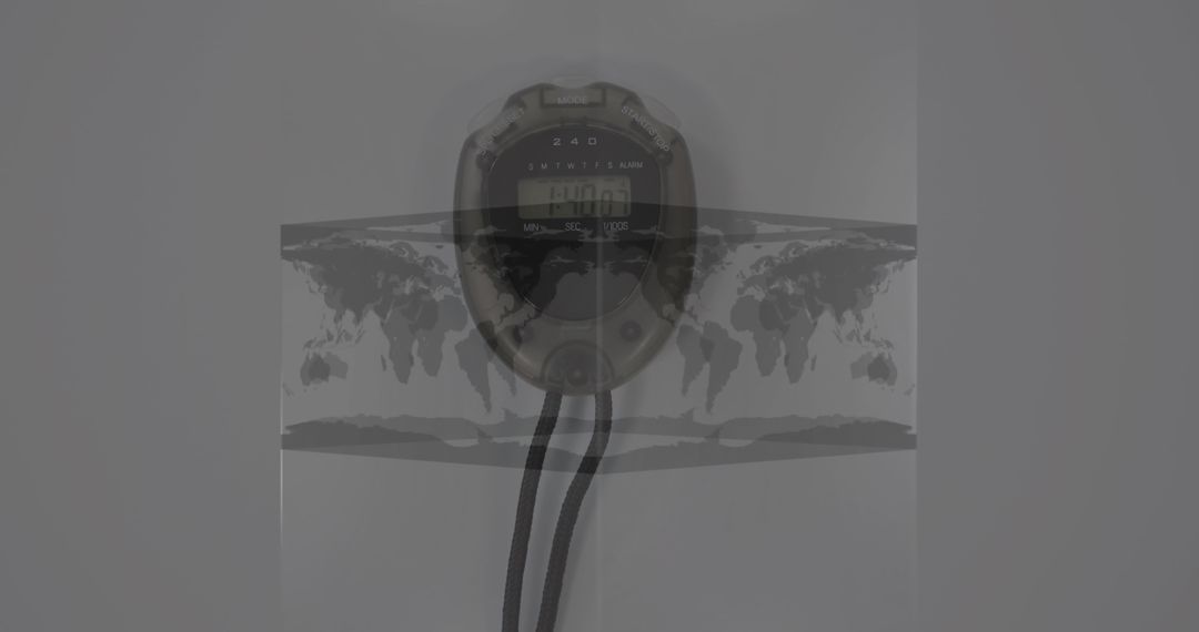 Stopwatch Overlaps World Map Symbolizing Global Sports Challenges