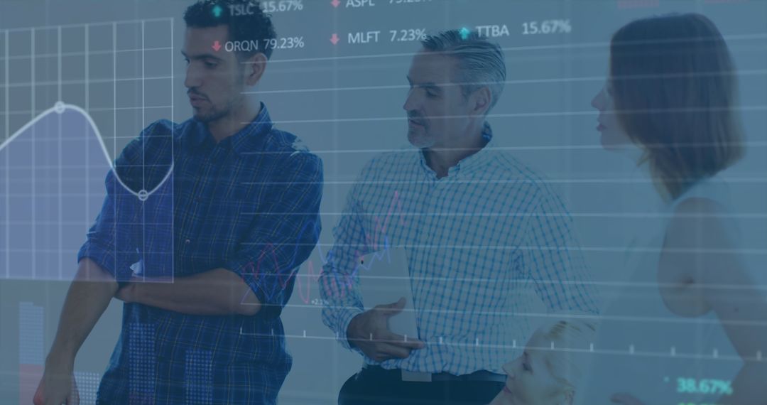 Diverse Team Analyzing Financial and Stock Market Data