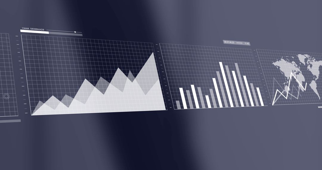 Digital Data Analytics Interface on Dark Background