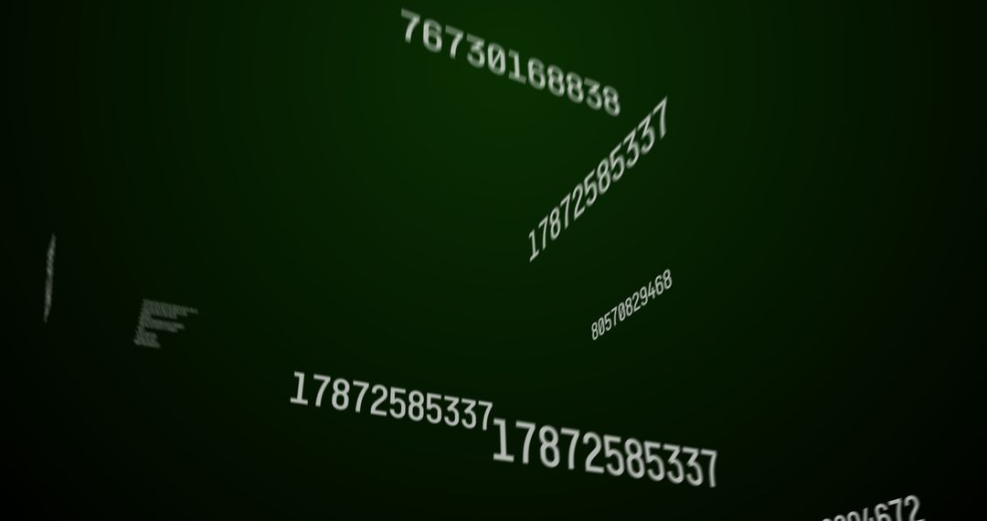 Digital Data Stream with Dynamic Numbers on Green Background