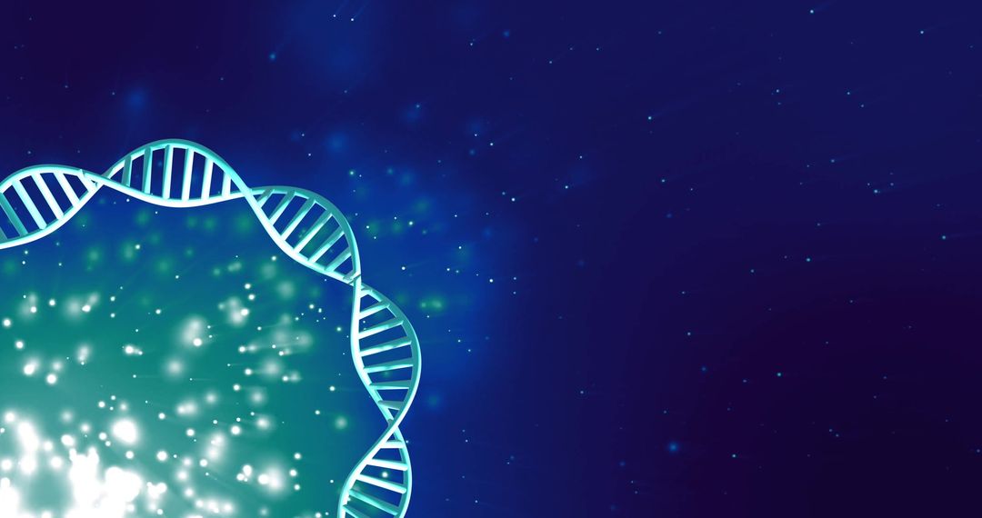 Glowing DNA Strand Against a Starry Background