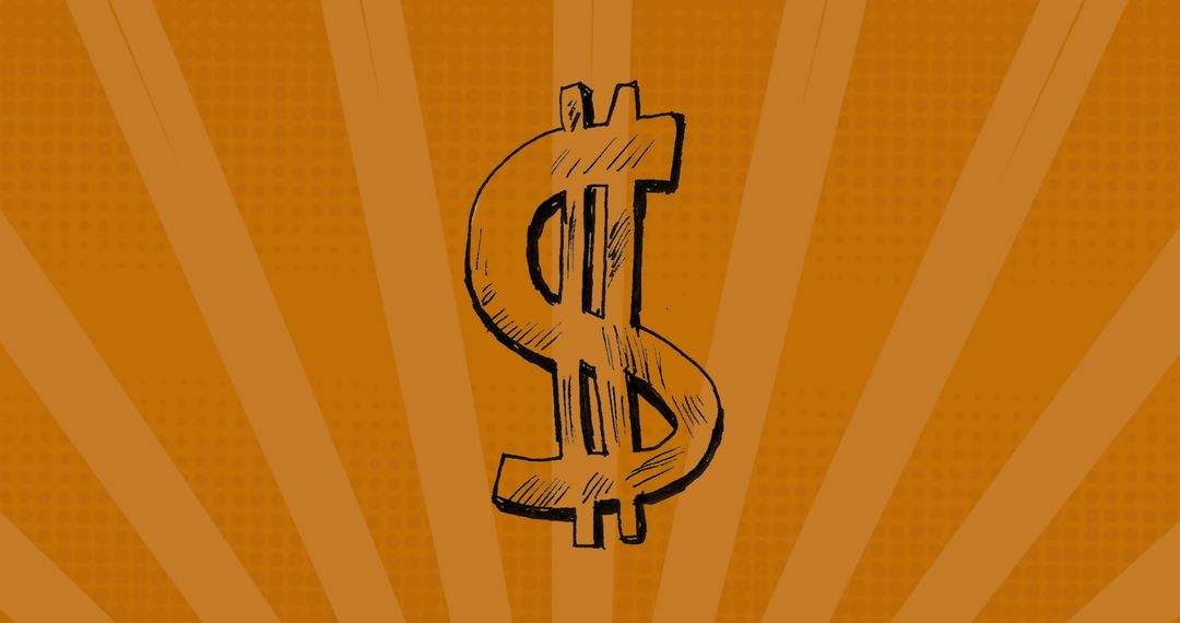 Abstract Dollar Symbol with Orange Sunburst Background