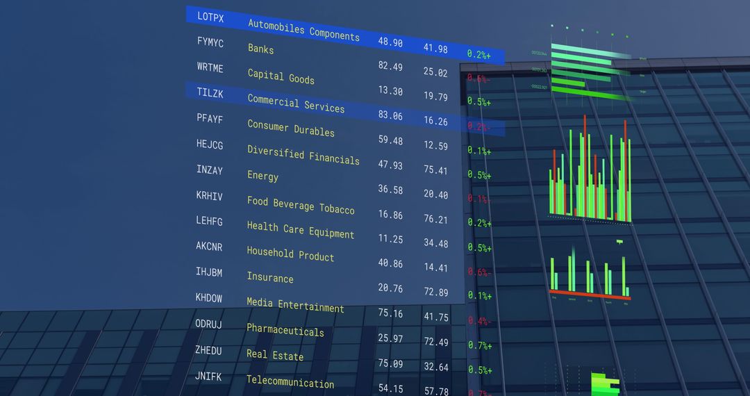 Financial Data Processing Over Skyscraper Background in Modern Tech Scene