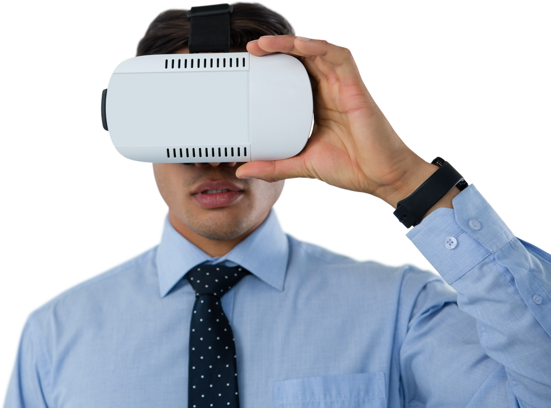 Transparent Close-Up Businessman Using Virtual Reality Glasses - Download Free Stock Images Pikwizard.com