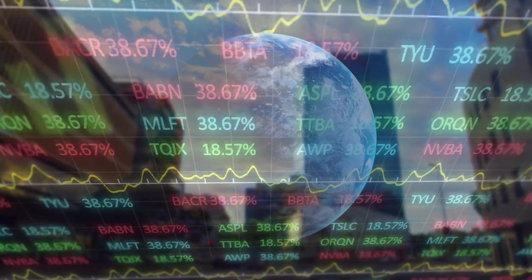 Global Finance and Data Processing Concept with Cityscape