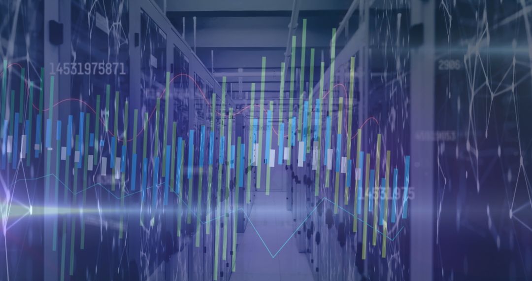 Data Analytics Concept with Servers and Graphs