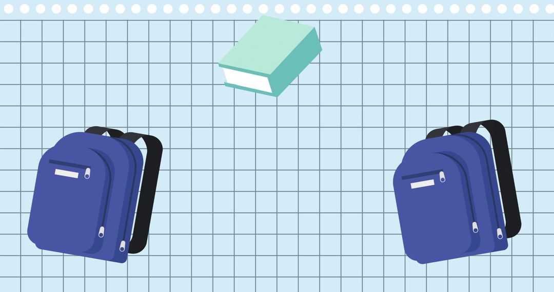 Stylized School Supplies on Grid Background