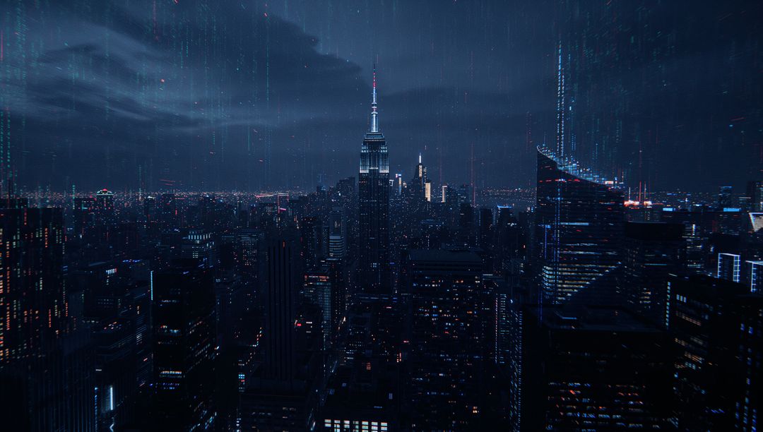 Futuristic Urban Nightscape with Tower in Sci-Fi Style