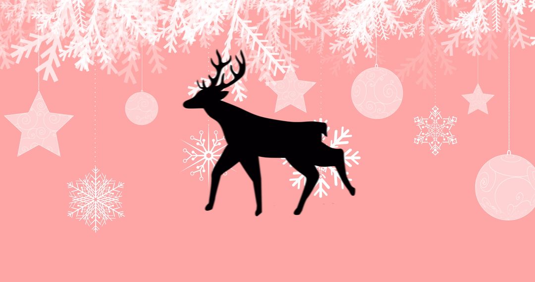 Silhouette of Reindeer in Winter Wonderland Scene