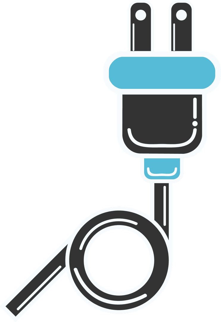 Vector Illustration of Cable and Plug on Transparent Background