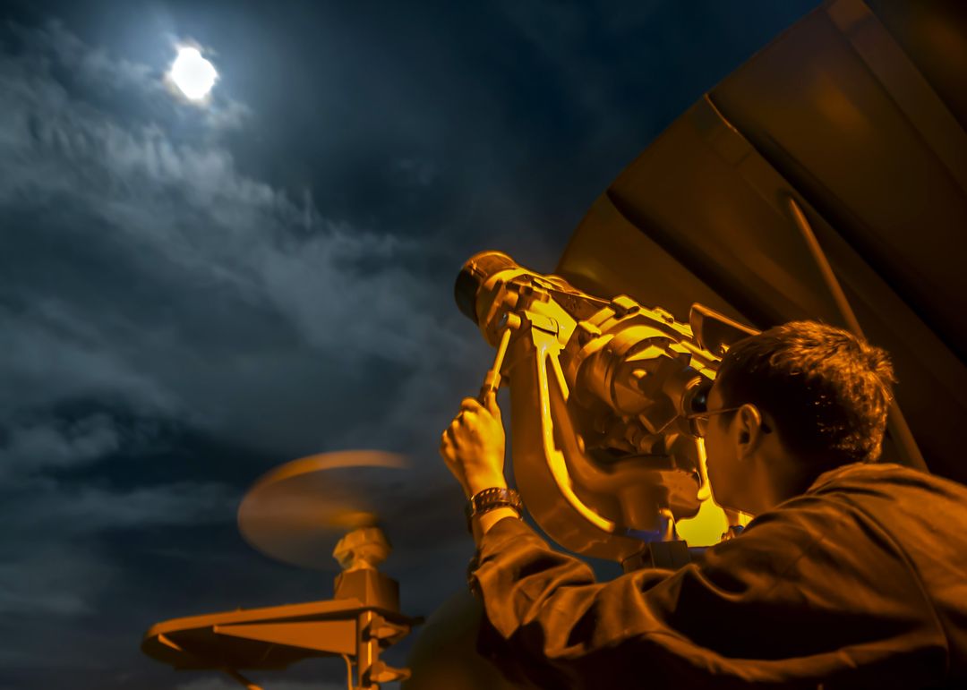 Person Viewing Night Sky Through Telescope Under Moonlight - Free Images, Stock Photos and Pictures on Pikwizard.com