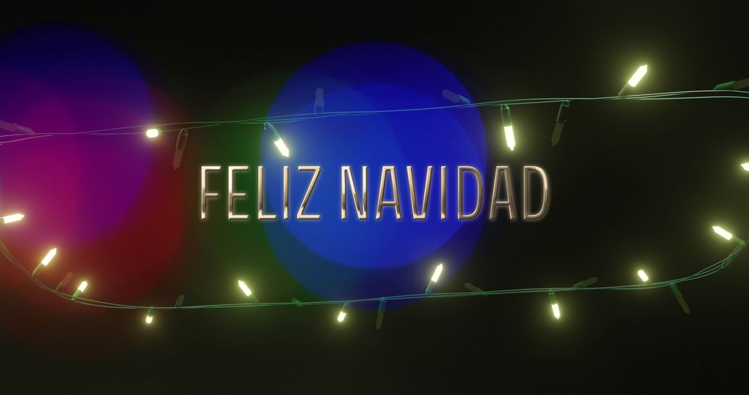 Feliz Navidad Text with Festive Christmas Lights on Dark Background
