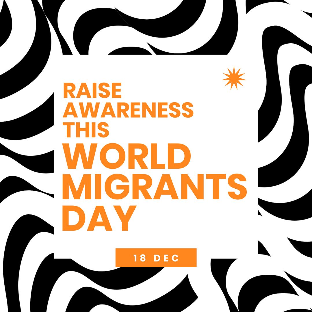 World Migrants Day Message with Bold Pattern