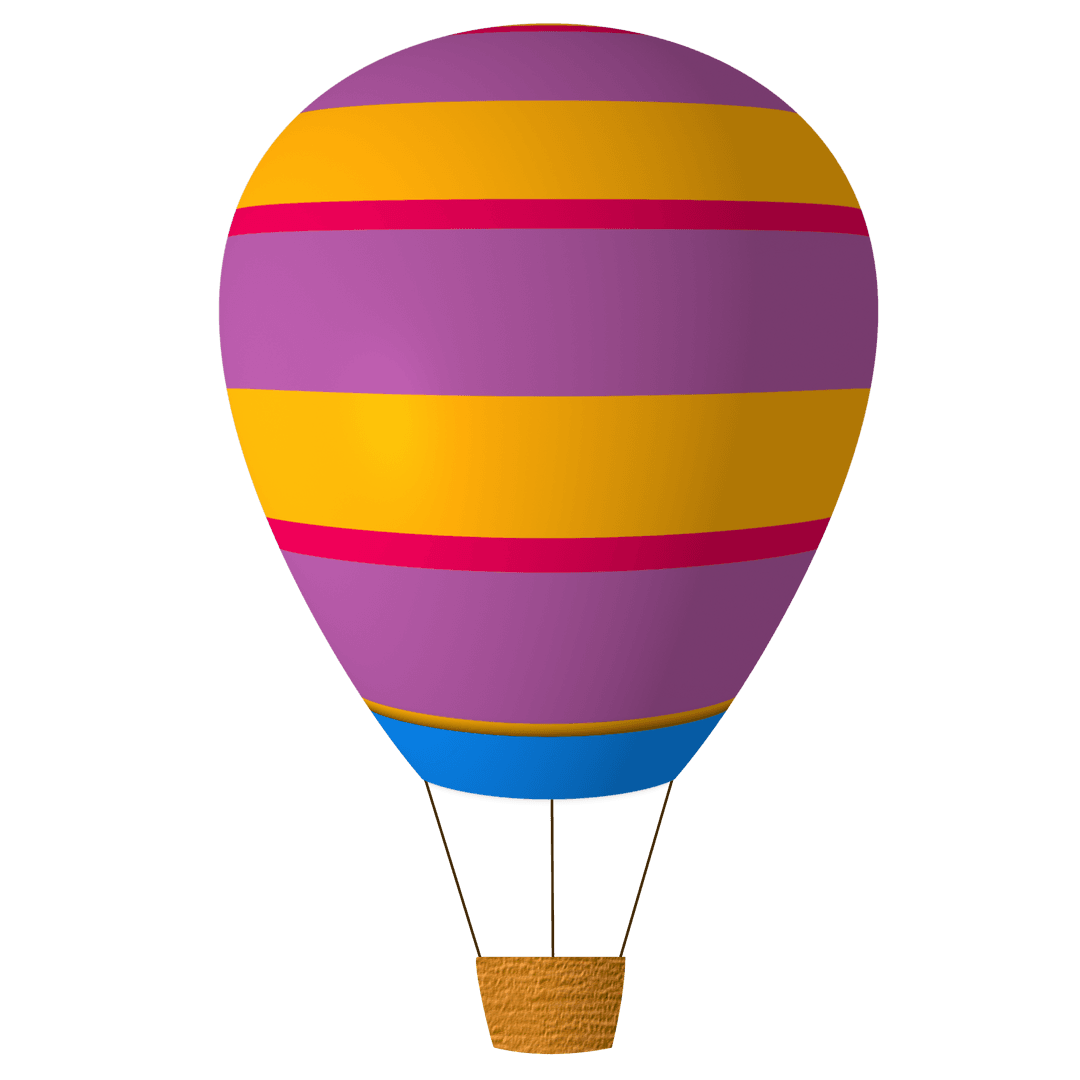 Colorful Passenger Balloon Illustration on Transparent Background