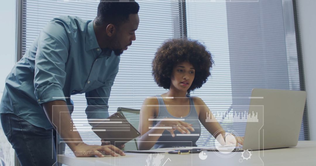 Collaborative Team Analyzing Digital Data Integration in Office