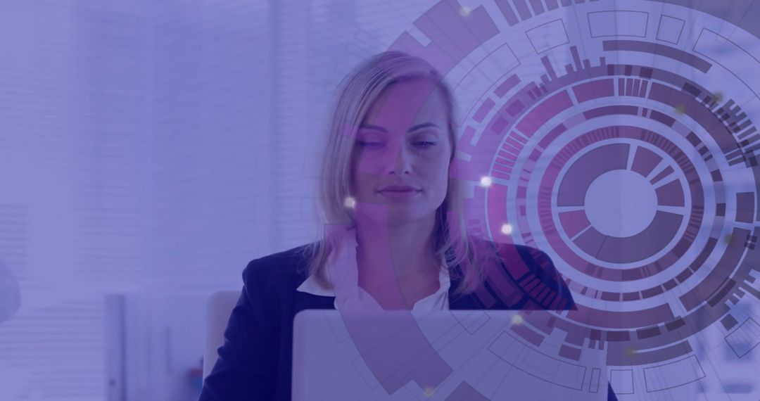 Businesswoman Leveraging Data Technology for Global Connections