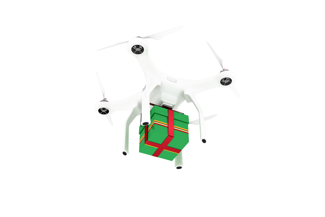 Transparent quadcopter drone delivery gift present box tied ribbon isolated - Download Free Stock Images Pikwizard.com