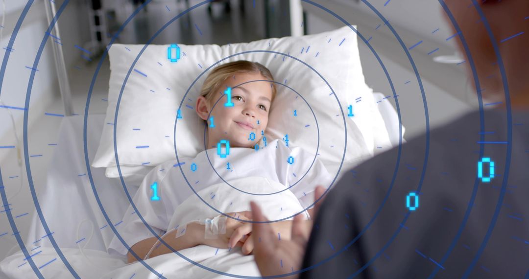 Young Patient in Hospital with Digital Overlay Imagery