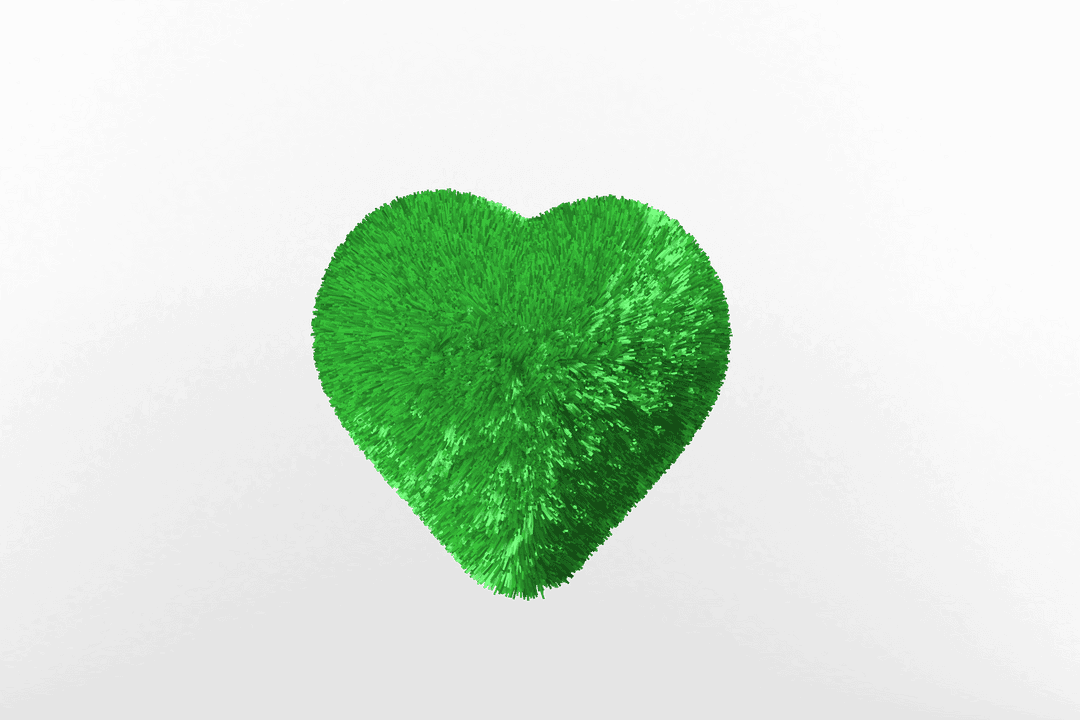 Green Grassy Heart Isolated on Transparent Background with Copy Space
