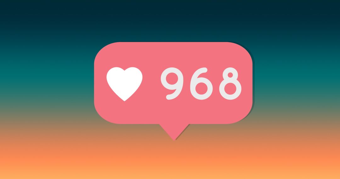 Social Media Like Counter with Heart Symbol and Gradient Background
