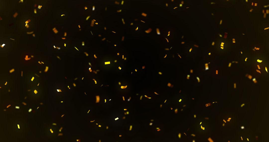 Festive Gold Confetti Falling on Dark Background