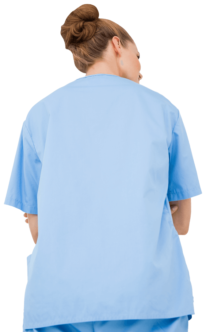 Back View of Nurse Looking Right on Transparent Background